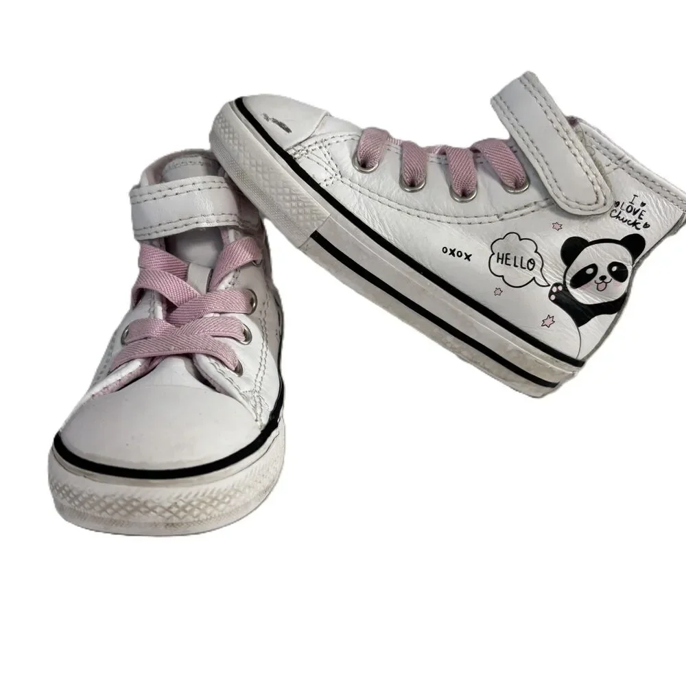Converse All Star Panda Chuck Taylor Hi Top White Pink Toddler Girls Size 6